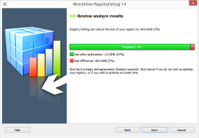 Showing the Registry Defrag module in WinUtilities Professional Edition